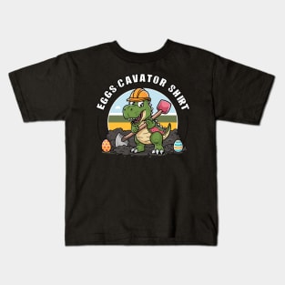 Eggscavator Shirt Dino Easter Egg Hunt Adventurer Design Kids T-Shirt